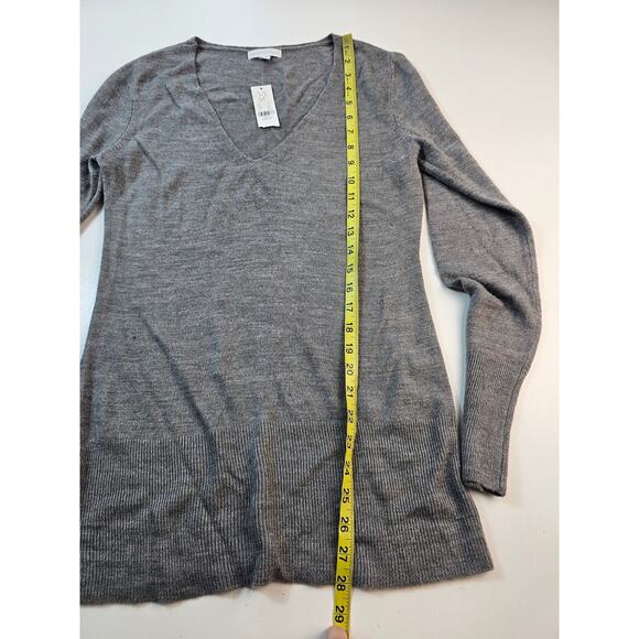 NWT NY&C split neck grey knit tunic sweater size M medium minimalist winter gray - Picture 8 of 8